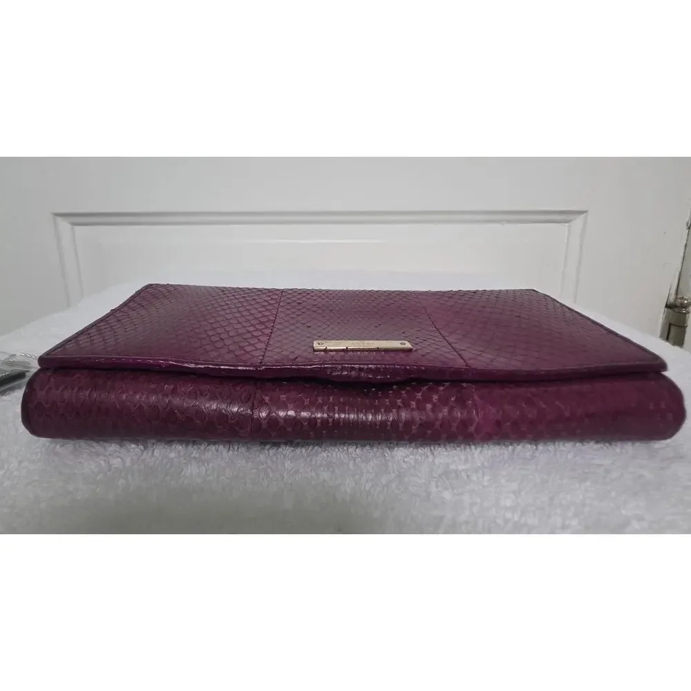 Gucci Women’s Purple Snakeskin Wallet on A Chain Gold HW w/COA